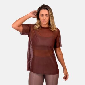 Blusa Tule Marrom